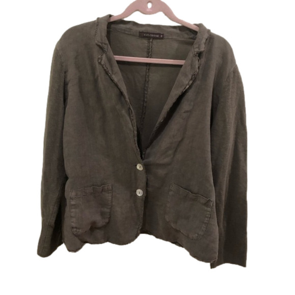 CUT-LOOSE linen blend raw edge jacket. Lagenlook, casual. Size M - Picture 1 of 8